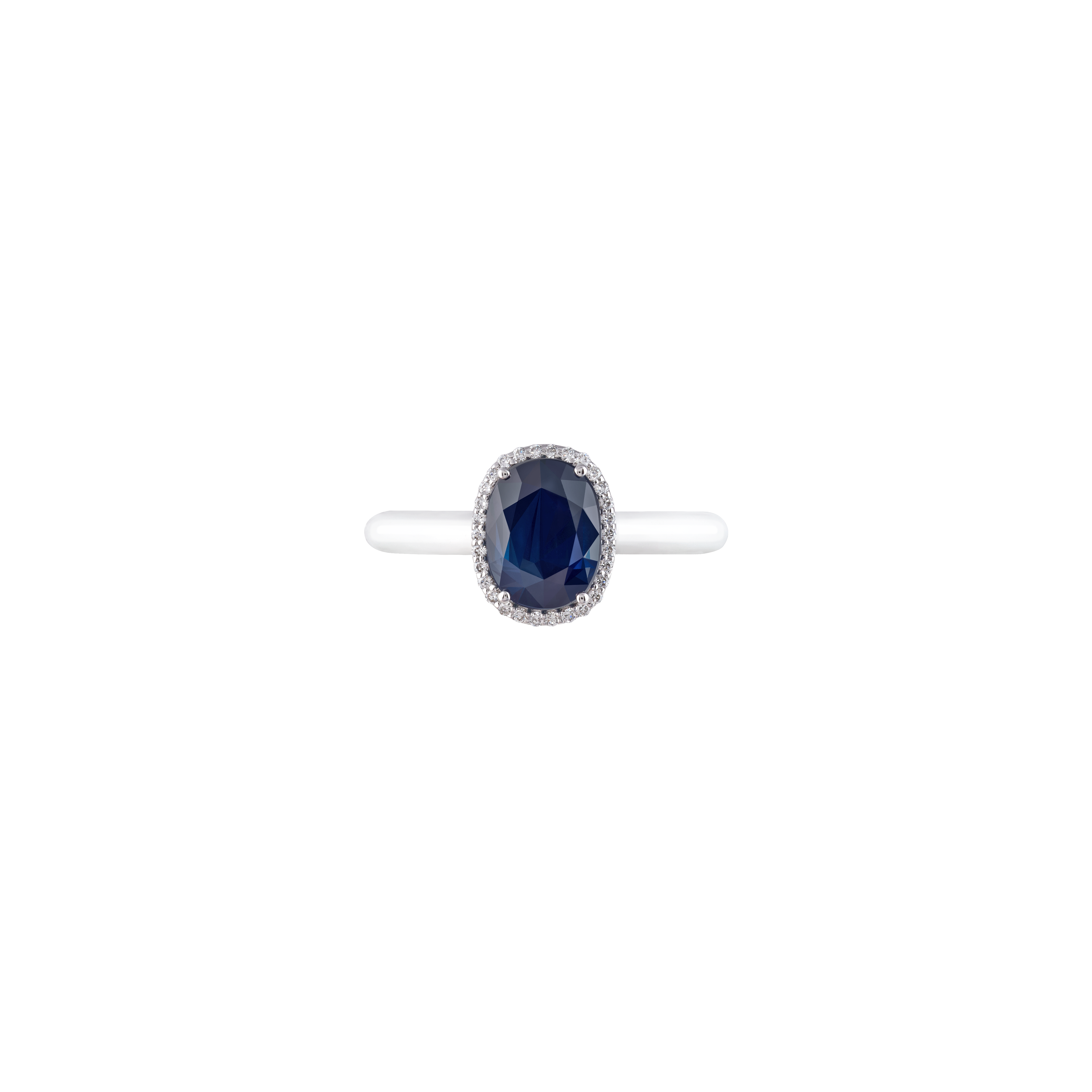 Eye Candy  Ring in 18K white gold with VS-G diamonds, Blue topaz stone